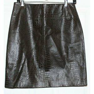 Valerie Stevens Brown Embossed Leather Skirt Sz 6
